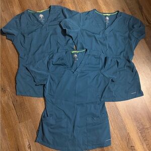 Bundle of Caribbean blue scrub tops size XS